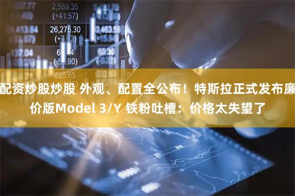 配资炒股炒股 外观、配置全公布！特斯拉正式发布廉价版Model 3/Y 铁粉吐槽：价格太失望了