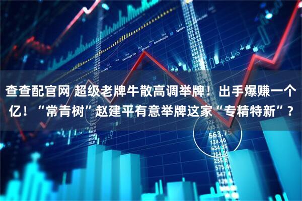 查查配官网 超级老牌牛散高调举牌！出手爆赚一个亿！“常青树”赵建平有意举牌这家“专精特新”？