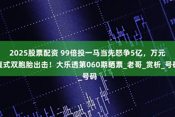 2025股票配资 99倍投一马当先怒争5亿，万元复式双胞胎出击！大乐透第060期晒票_老哥_赏析_号码